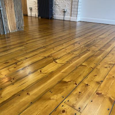 Pine Floorboards Sanding and Staining in Greys